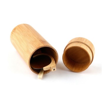 Fashion Round Bamboo Wood Sunglasses Case