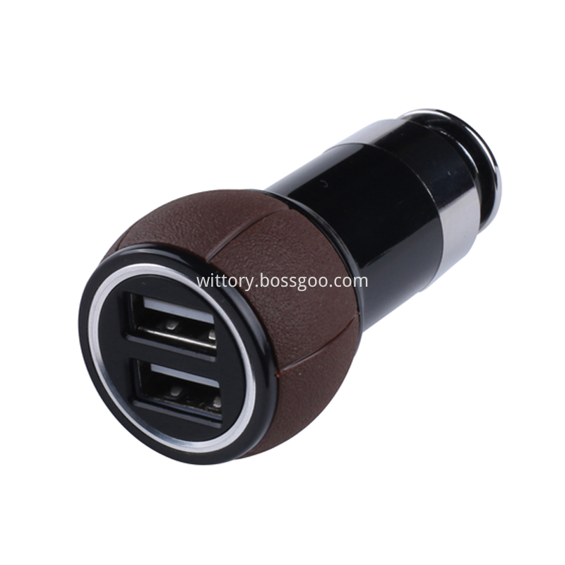 Coffee leather grain car charger