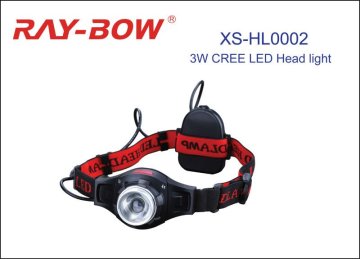 Kuasa tinggi 3W Cree LED Aluminium Head Light Powered by 3AAA