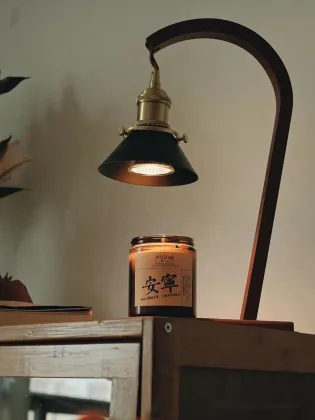 Retro Chinese Art Wooden Base GU10 Aroma Lamp Table Lamp with Scented Candles