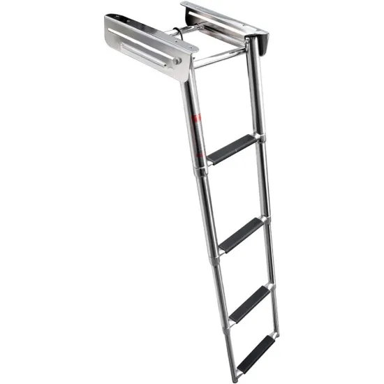 4-Step AISI316 Stainless Steel Telescopic Ladder with Transom Platform