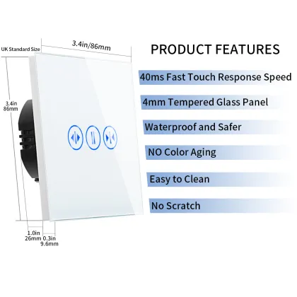 CNBINGO Wholesale: Home Automation Glass Tuya Touch Smart Switches for Roller Shutter, Wall, Window & Curtains