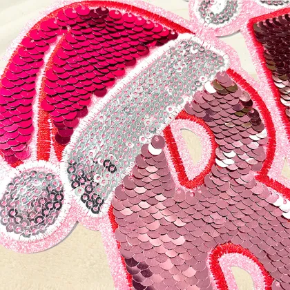 Holly Jolly Christmas Glitter Sequin Letters Iron-on Patches