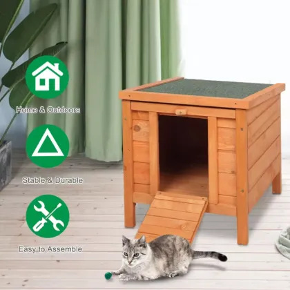Wooden Rabbit Hutch: Small Animal Bungalow for Cats and Rabbits