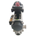 Sanitary Pneumatic Three-Way Clamped Ball Valve with Full Cavity and Non-Retention Ball