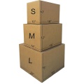 Small brown corrugated paper shipping boxes