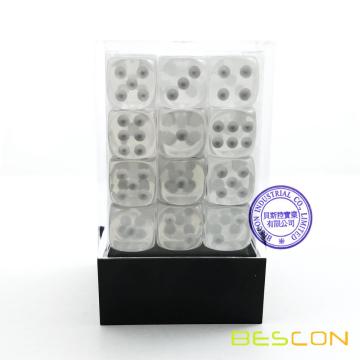 Bescon 12mm 6 Sided Dice 36 in Brick Box, 12mm Sechs Sided Die (36) Block der Würfel, Translucent White mit Pips