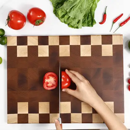 New Large & Thick Ash Wood End Grain Cutting Board with Mosaic Pattern - Shop Now!