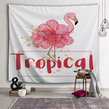 Flamingo-Tapisserie-Blumen-tropisches Thema-Wandbehang-rosa Weinlese-Tapisserie für Wohnzimmer-Schlafzimmer-Hauptwohnheim-Dekor