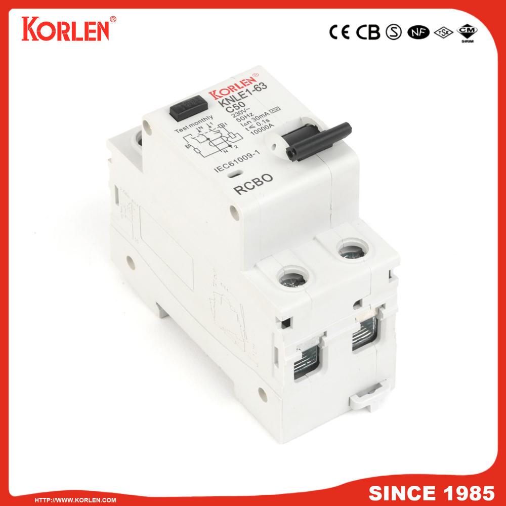 Residual Current Circuit Breaker RCBO KNLE1-63 CE 1P