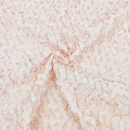 Elegant Pink Ribbon 3D Lace Embroidered Fabric