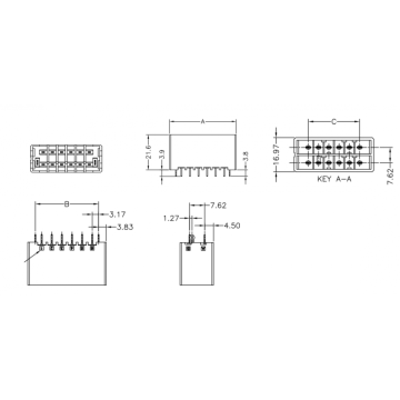 5.08mm Pitch Female 180° Wafer Connector Board Side