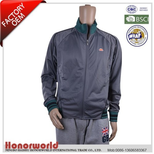 BSCI approved factory 100% polyester tricot sport jacket man / 100% polyester mens knitting jacket / custom mens track top