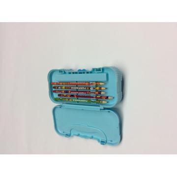 Plastic three-layer portable pencil box