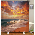 Sunlight Ocean Beach Fabric Shower Curtain Bathroom Curtains Sunset Dusk Sea Animal Dolphin Bath Screen with 12 Hooks