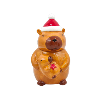 Carpincho con Gorro de Papá Noel y Tarro Hermético para Bebé