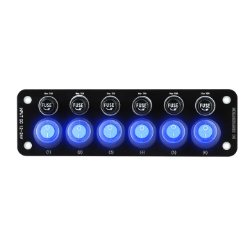 Factory Supply 6 Gang Rocker With Fuse for Automotive, Car, RV, Camper, Marine Boats - 12V Panel Switch