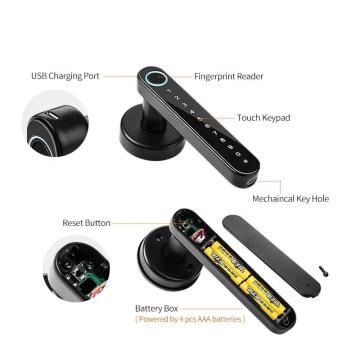 Tuya Smart Door Lock with Digital Fingerprint Access and Mini Handle Design