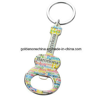 Custom Guitar Shape Offset Printing Metal Bottle Opener Keychain (BK27)