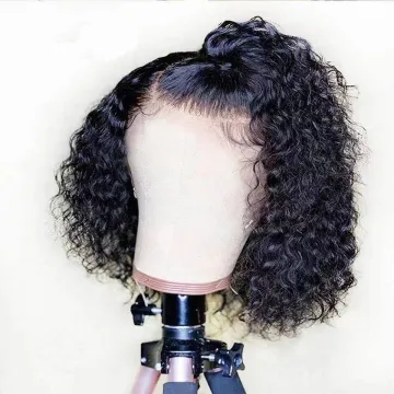 Short Brazilian Deep Curly 13x6 Lace Front Wigs Human Hair Bob 150% Density Glueless Lace Front Wigs Pre Plucked With Baby Hair