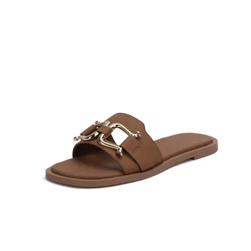 2021 flat and soft bottom metal buckle slipper