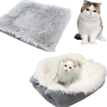 Washable Luxury Large Cat Dog Bed Faux Fur Round Cave Pet Blanket