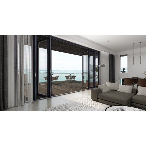 Entrada moderna do pátio com portas duplas de alumínio