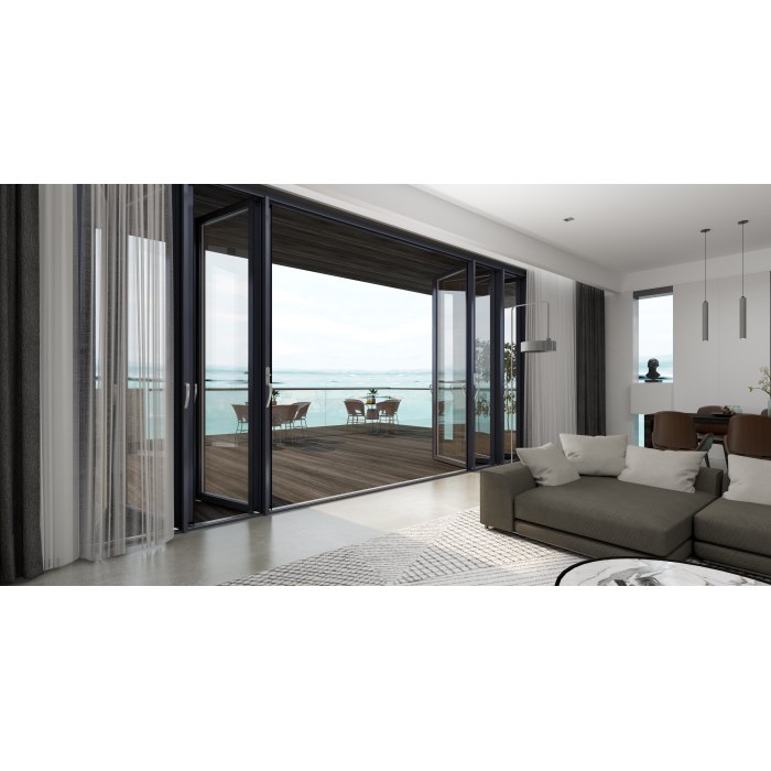 Entrada moderna do pátio com portas duplas de alumínio