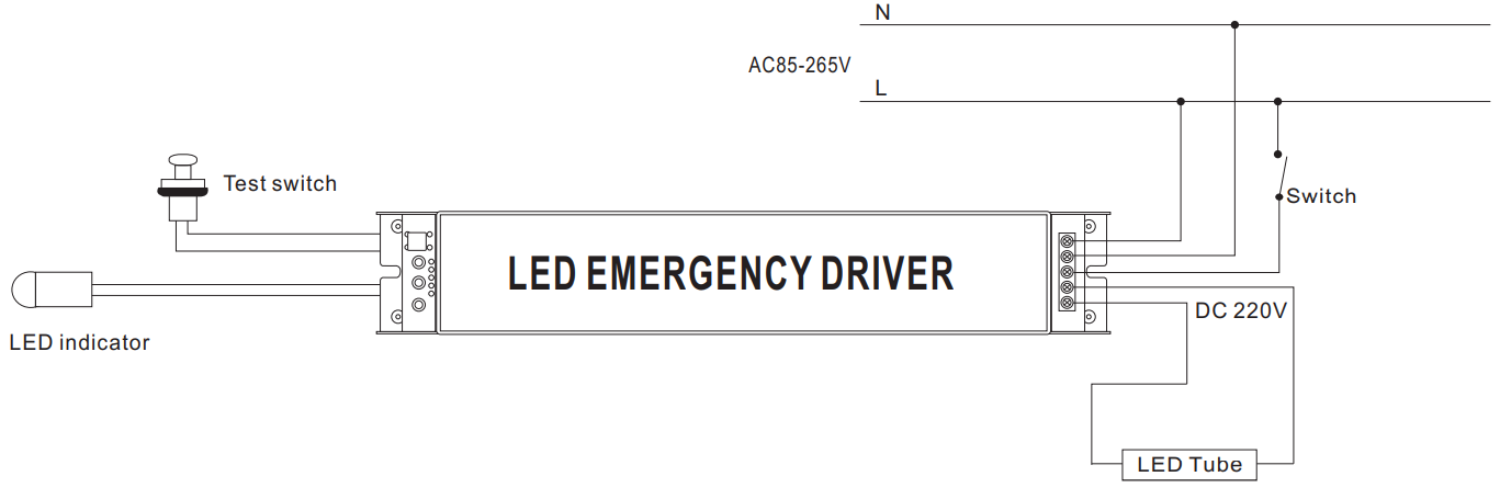 T8 wiring with indicator light- led t8 emergency ballast