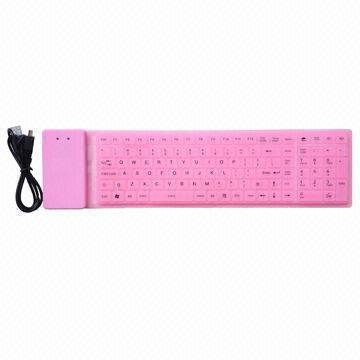 Flexible Keyboard, Made of Silicone, with USB Port and Water-resistant Feature