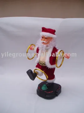 10&quot;santa playing two hoops/santa toys/electrical santa toys