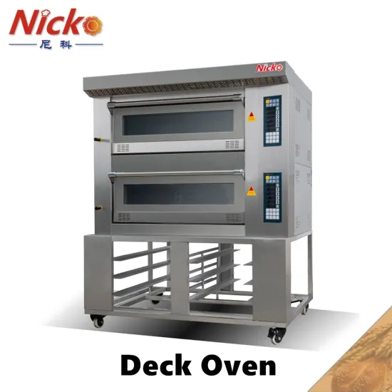 China Best Quality Commercial 2-Deck 4-Tray Electric Deck Oven with Big Tempered Glass Door