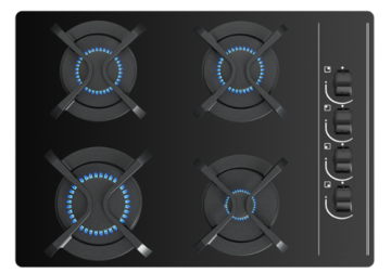 Teak Gas Hob 60cm 4 Fire Burner