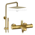 Sanitary Ware Round Gold Hot And Cold Bathroom Water Saving Bathroom Shower Set Exposed