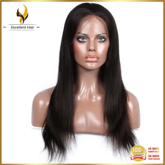 High quality 100 chinese human hair silk straight wave natural hairline full lace wig