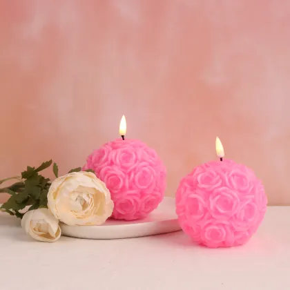 flame Wedding Rose red Rose ball candle