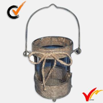 Rustic metal hurricane lamp