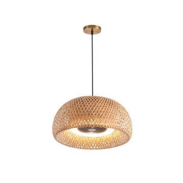 Bamboo Dimming Remote Control LED Ceiling Fan Light