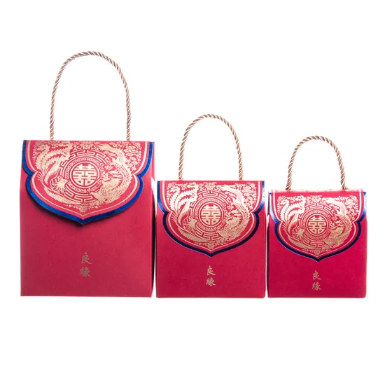 Portable Chinese Style Red Wedding Candy Packing Box