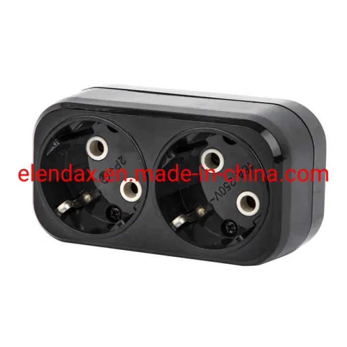Adaptor Daya Listrik 2 Arah EU Hitam (P8812)