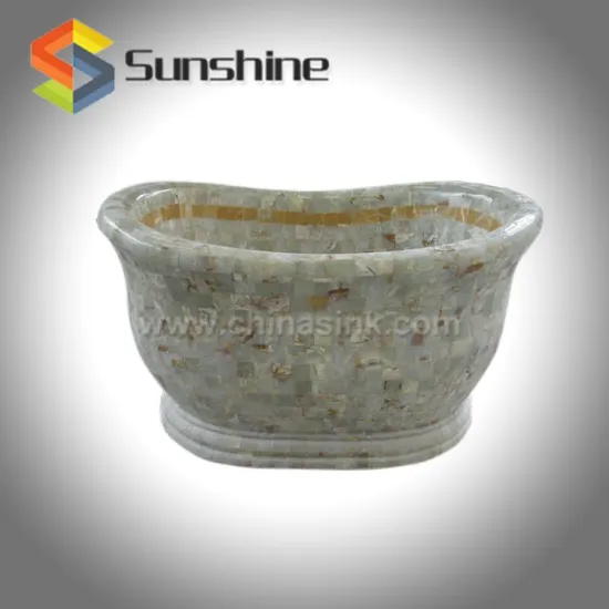 Green Onyx Stone Mosaic Bathtub