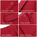 WYWK 2 Piece Men's Suit Wedding Business Party-Red-XXS