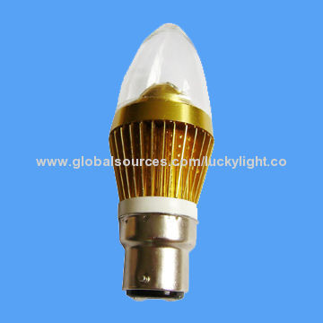 B22 3W LED Chandelier Bulb with 100 to 240V AC Input Voltage