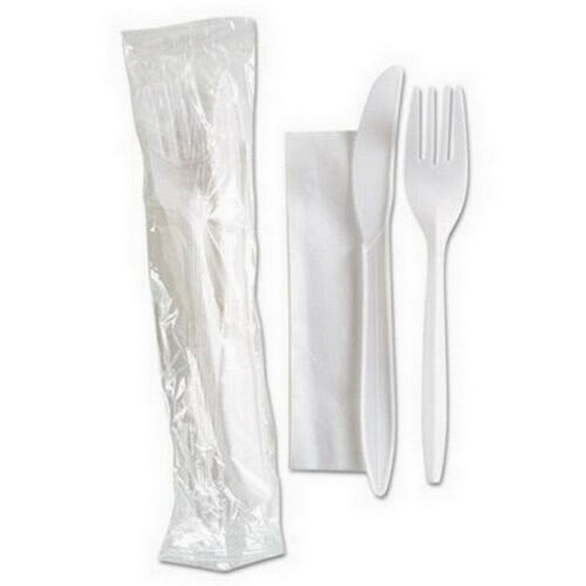 Disposable Plastic Tableware Spoon Knife Fork Cutlery Set Packing