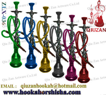Coloured Large Glass Hookah With Metal