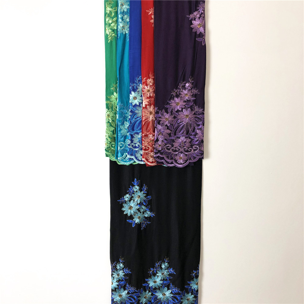 Black Ground Rayon Satin Embroidery