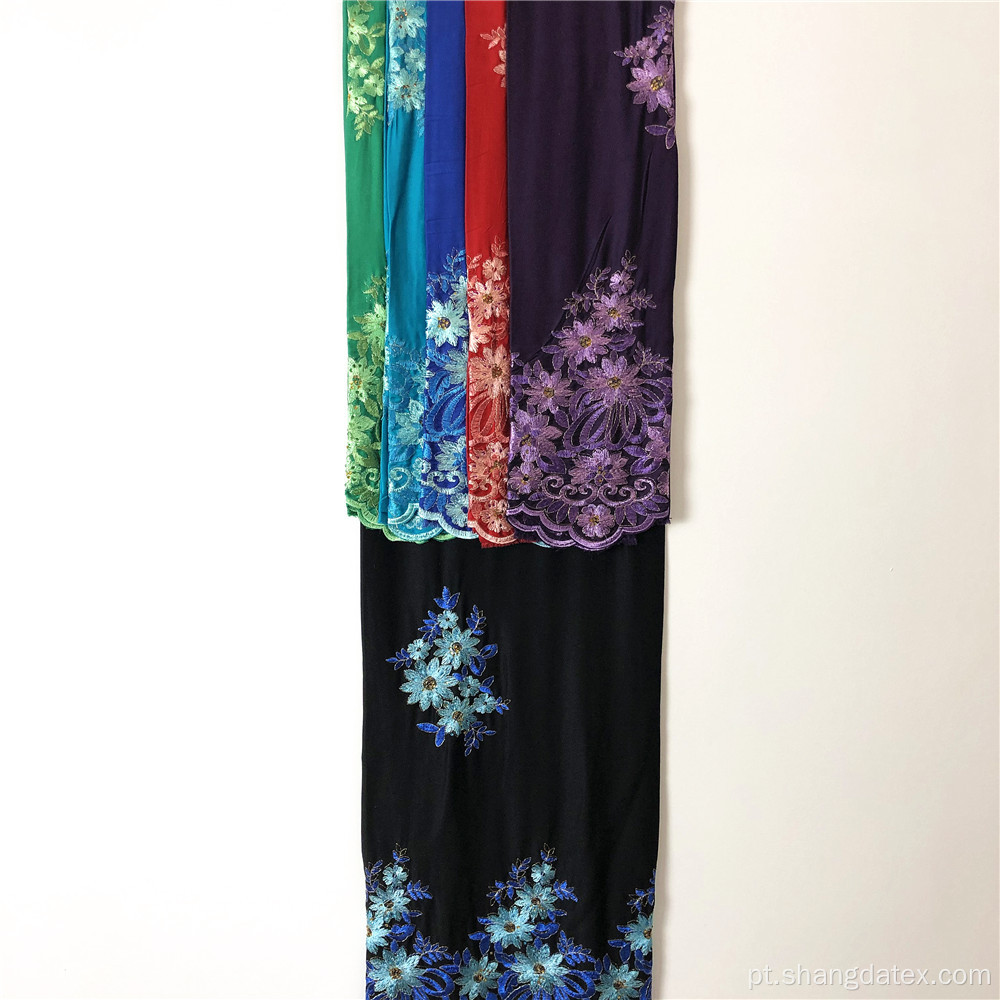 Shaoxing Rayon Satin Com Embroidey Em Preto