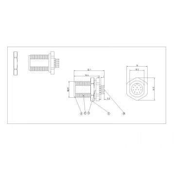 Panel frontal de la cerradura del lado impermeable M12 SW15T