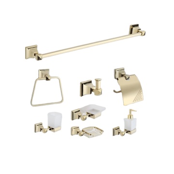 Bathroom Hardware Factory Wall-Mounted Square Gold Accessories Set