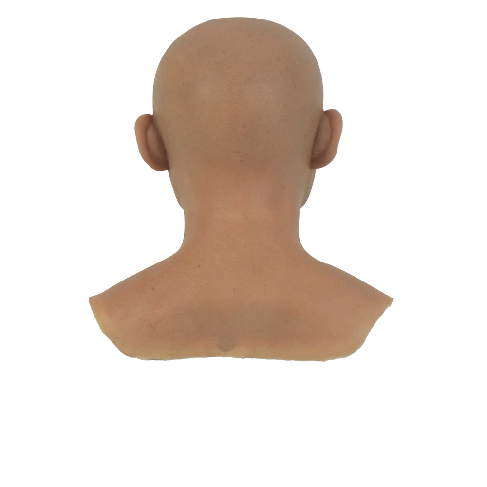 KnowU Silicone Male Mask with Chest Hair Eyebrows Open Mouth Headgear Cosplay Crossdress